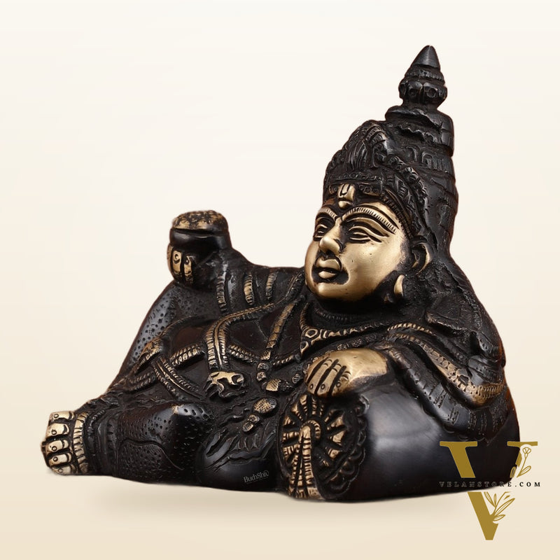 Brass black Resting Kuber Idol 6 inch