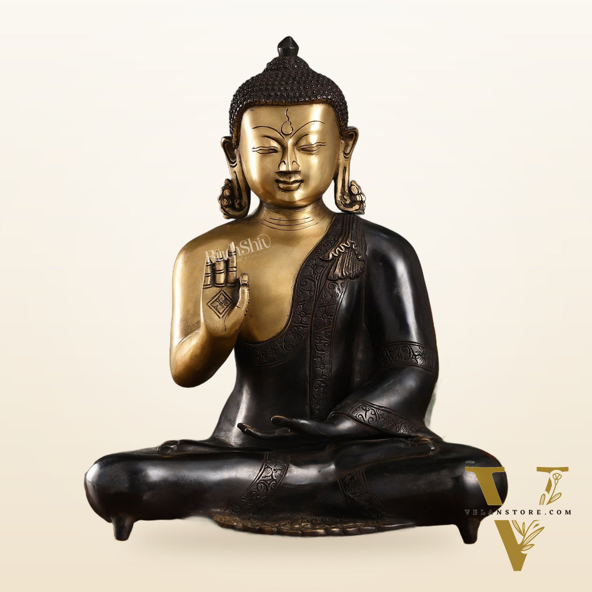 Brass Blessing Buddha idol 15"