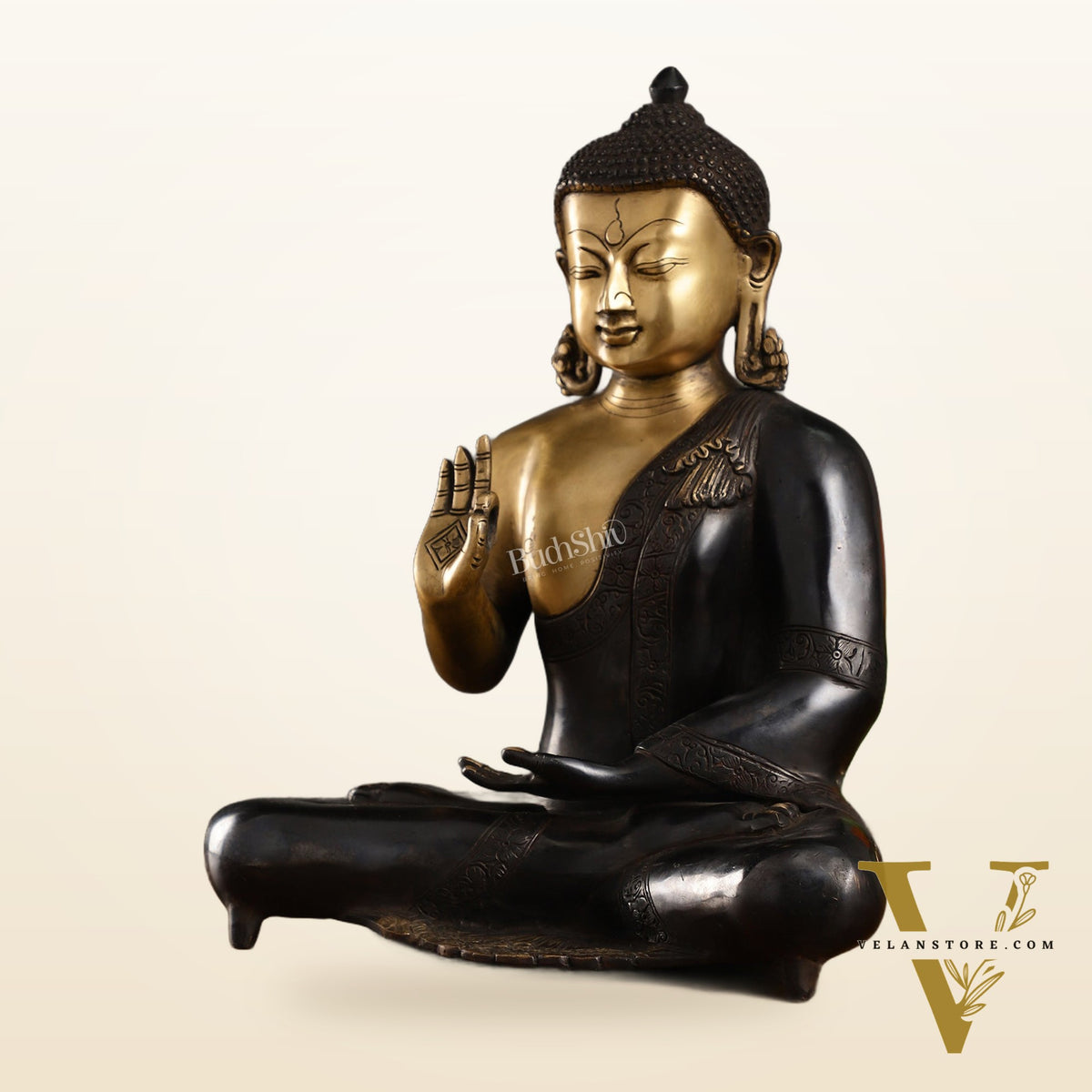 Brass Blessing Buddha idol 15"