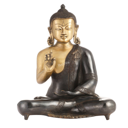 Brass Blessing Buddha idol 15"
