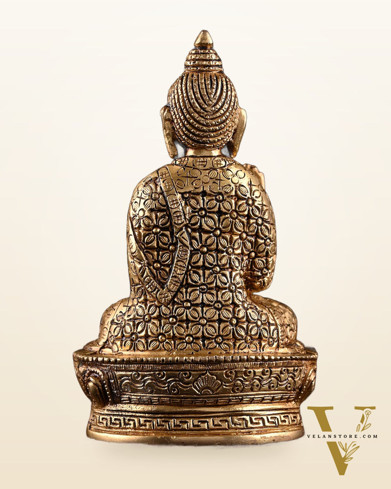Brass blessing Buddha Idol antique tone | 7"