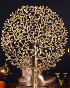 Brass Blessing Buddha with Tree Statue – Black Edition, 20 Inch