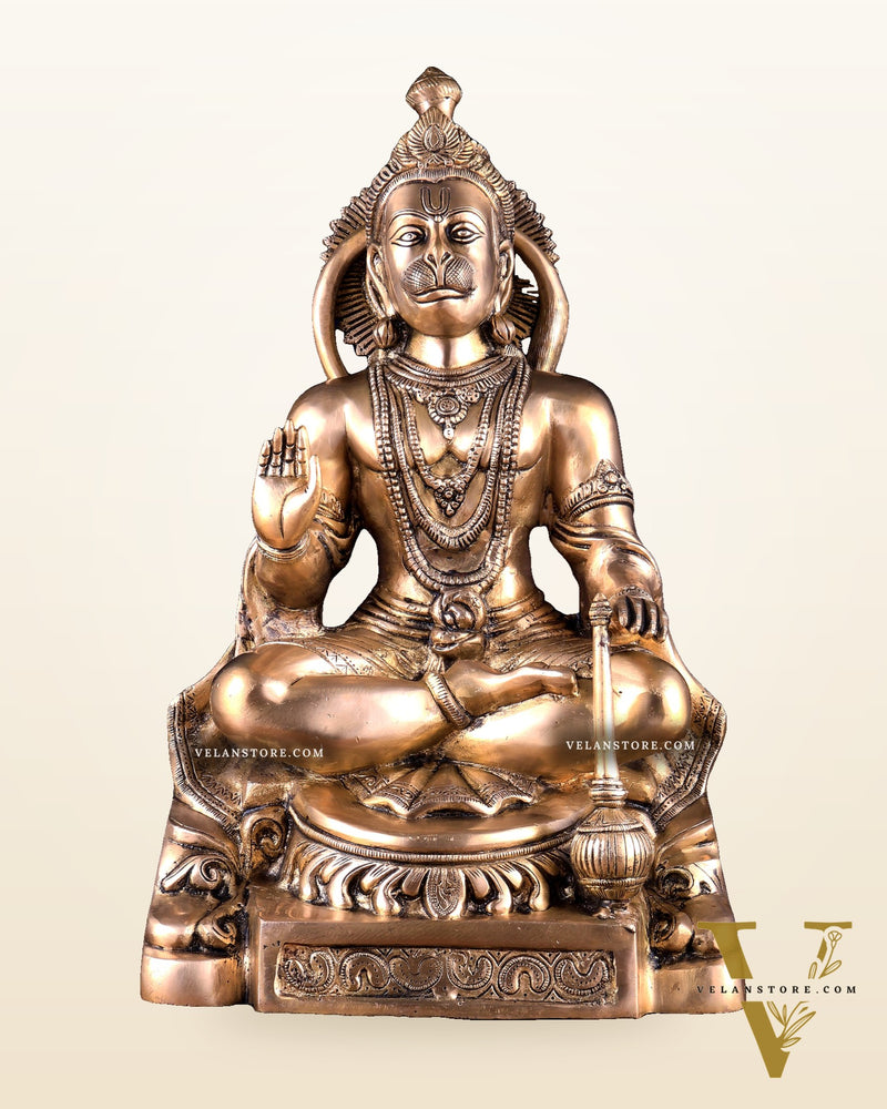 Brass Blessing Hanuman Statue – 17.5 Inch matte finish