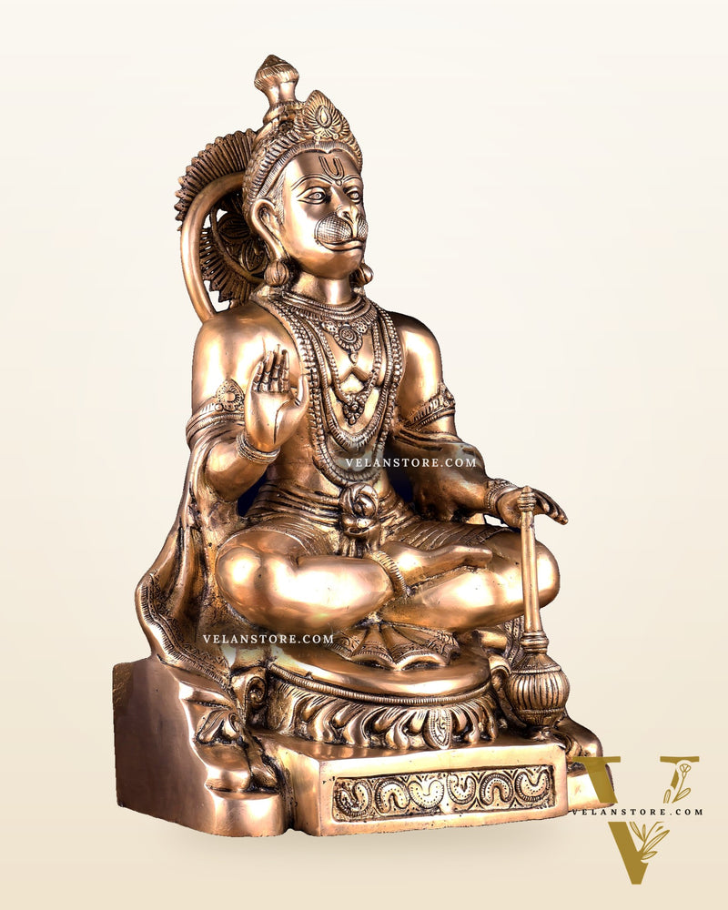 Brass Blessing Hanuman Statue – 17.5 Inch matte finish
