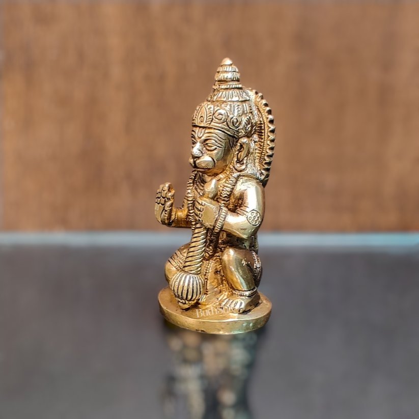 Brass blessing lord Hanuman idol 5"