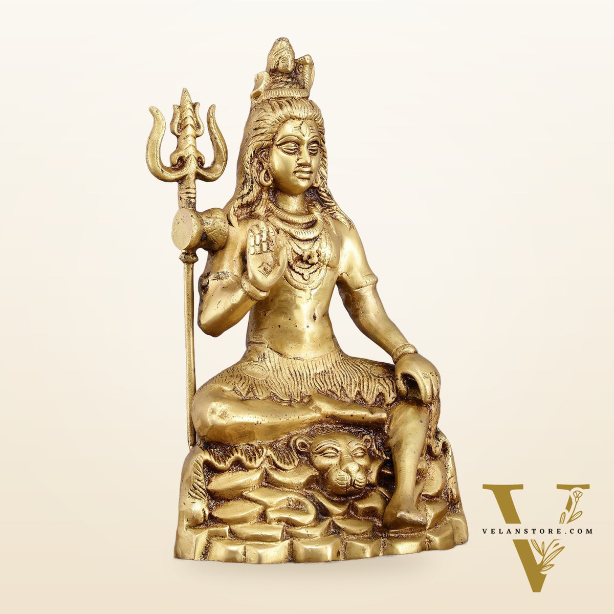 Brass Blessing Lord Shiva Statue - 14" with Elegant Detailing