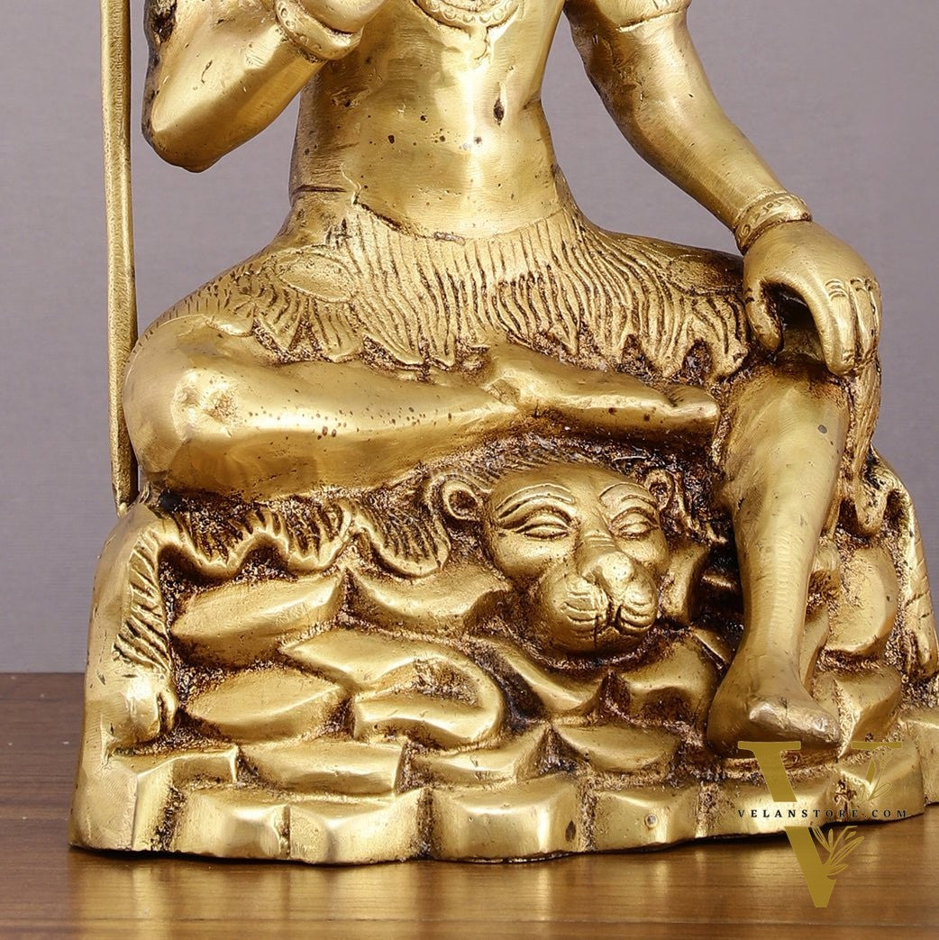Brass Blessing Lord Shiva Statue - 14" with Elegant Detailing