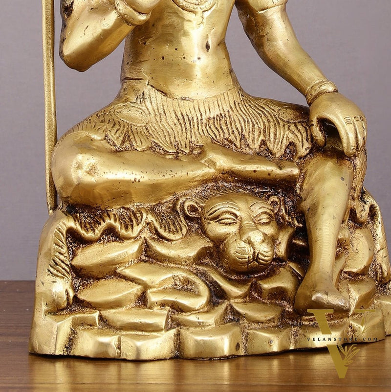 Brass Blessing Lord Shiva Statue - 14" with Elegant Detailing