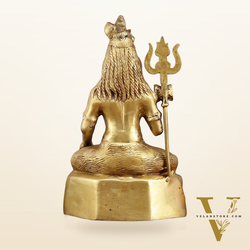Brass Blessing Lord Shiva Statue - 14" with Elegant Detailing