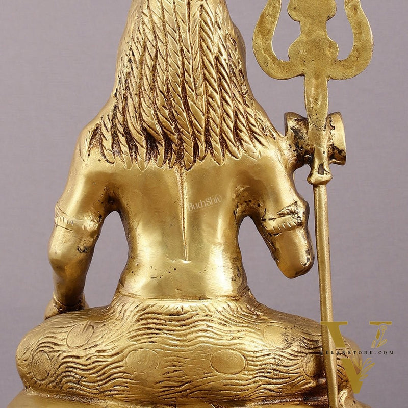Brass Blessing Lord Shiva Statue - 14" with Elegant Detailing