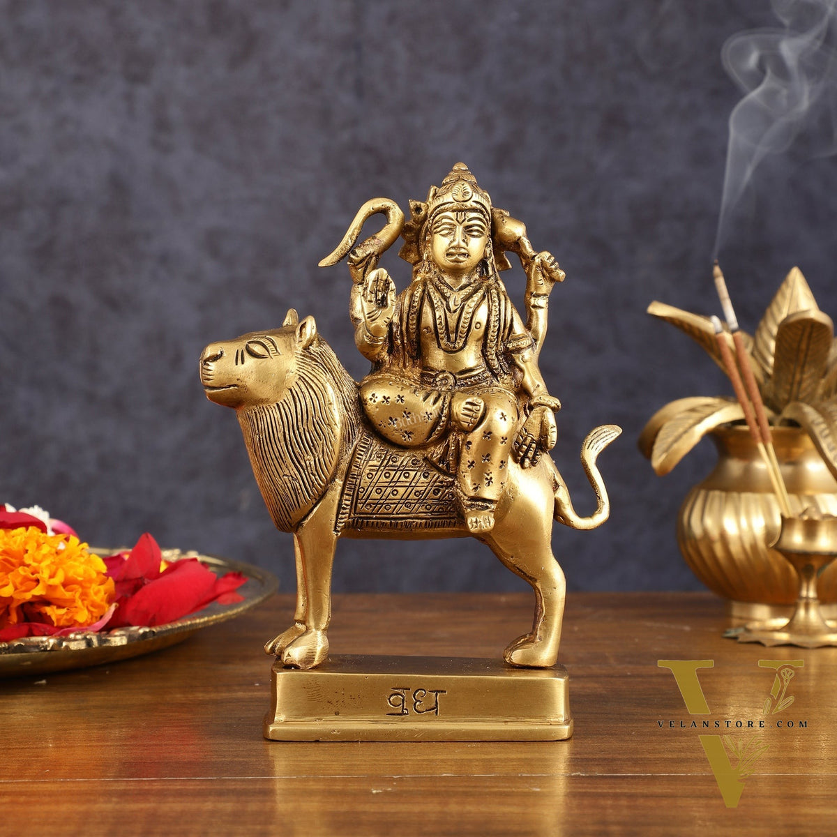 Brass Buddh Graha Somaya Idol for Pooja & Vastu - 6 Inch Height