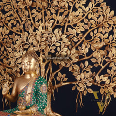 Brass Buddha Abhaya Mudra Statue & Superfine Kalpavriksha Tree – Divine Decor Combo