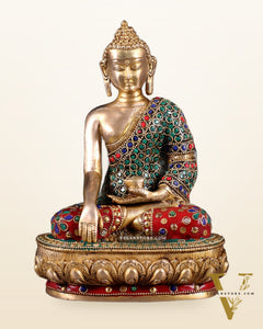 Brass Buddha bhoomisparsha Idol - 9 Inch