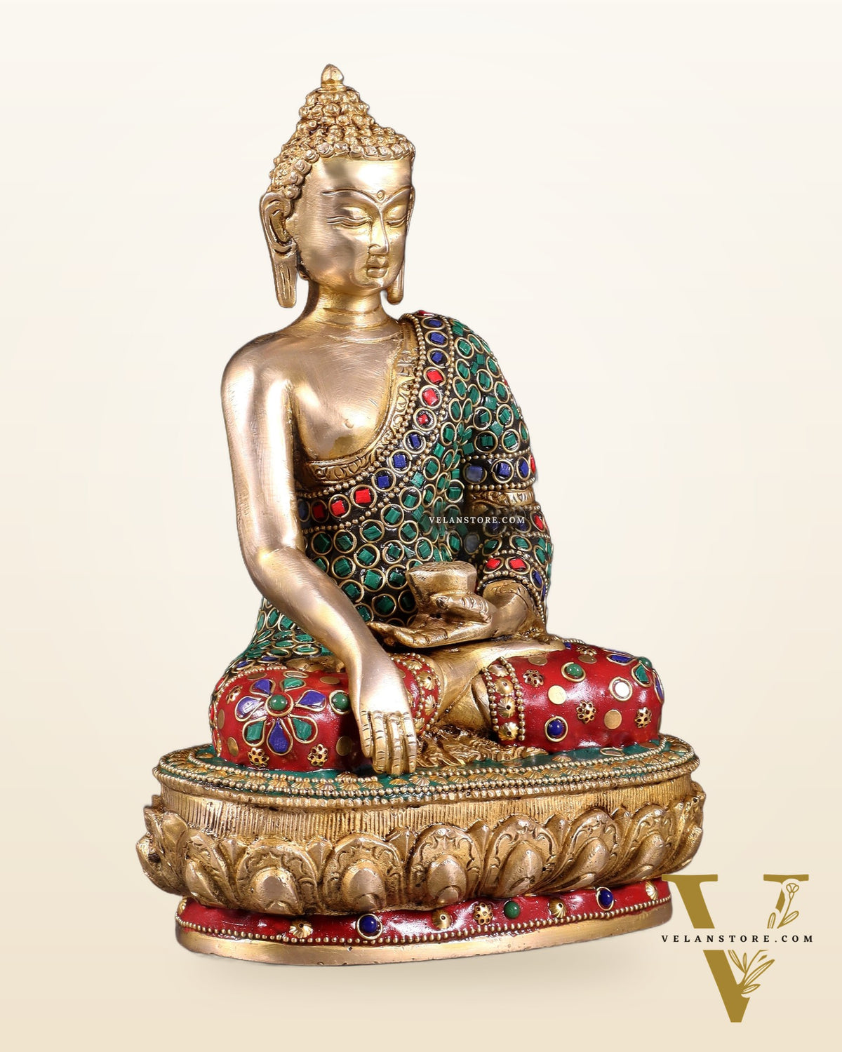 Brass Buddha bhoomisparsha Idol - 9 Inch