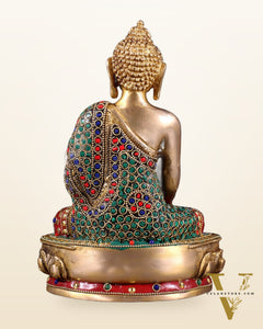 Brass Buddha bhoomisparsha Idol - 9 Inch