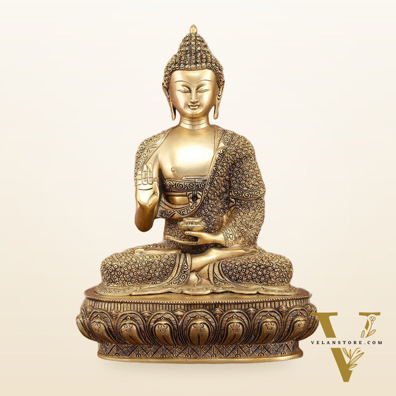 Brass Buddha Blessing Statue 16 inch