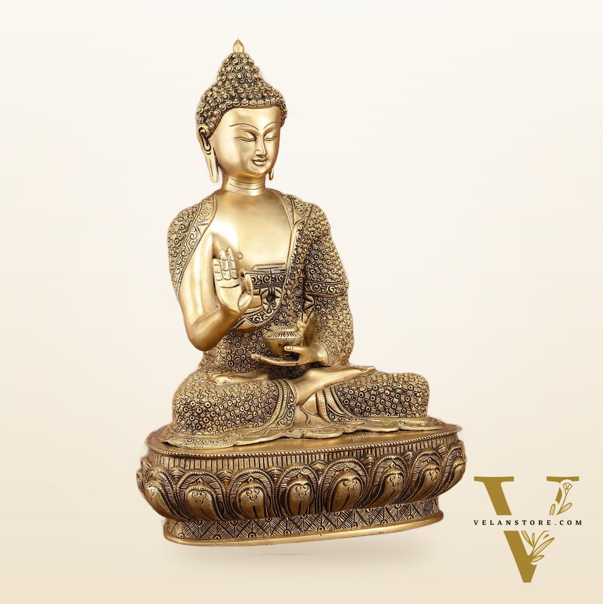 Brass Buddha Blessing Statue 16 inch