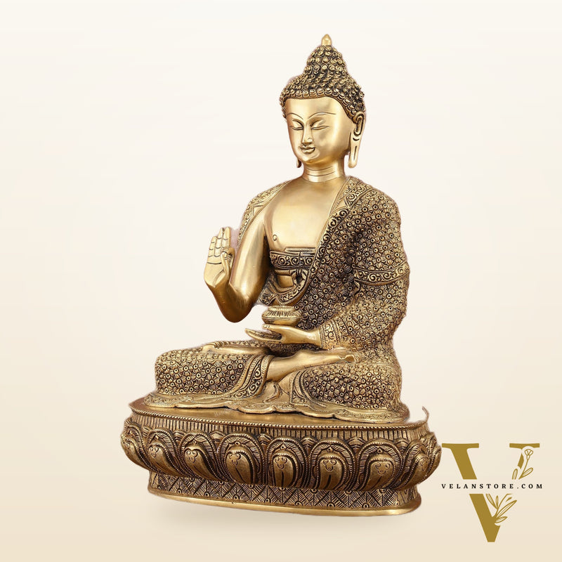 Brass Buddha Blessing Statue 16 inch