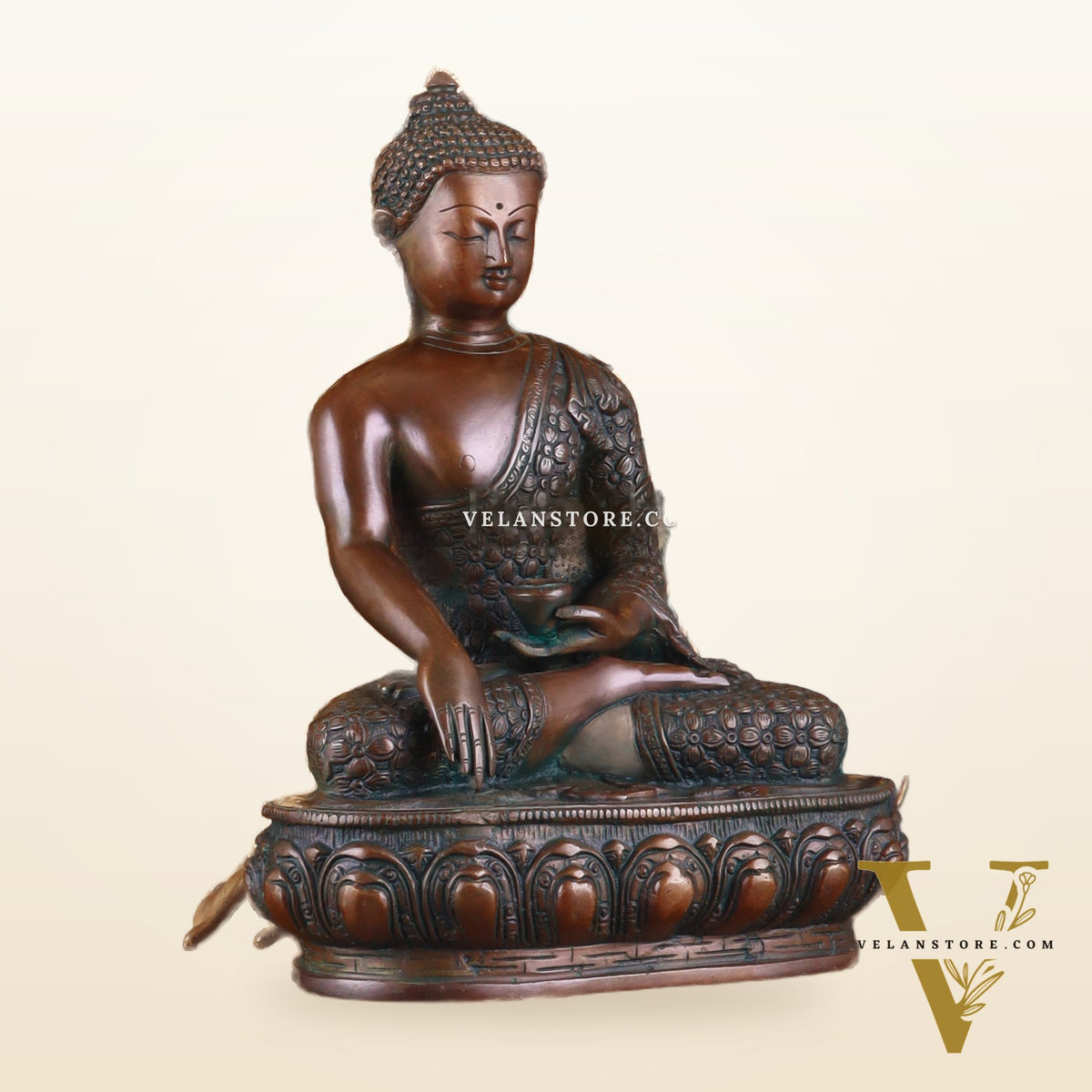 Brass Buddha Blessing Statue & Superfine Kalpavriksha Tree – 29"