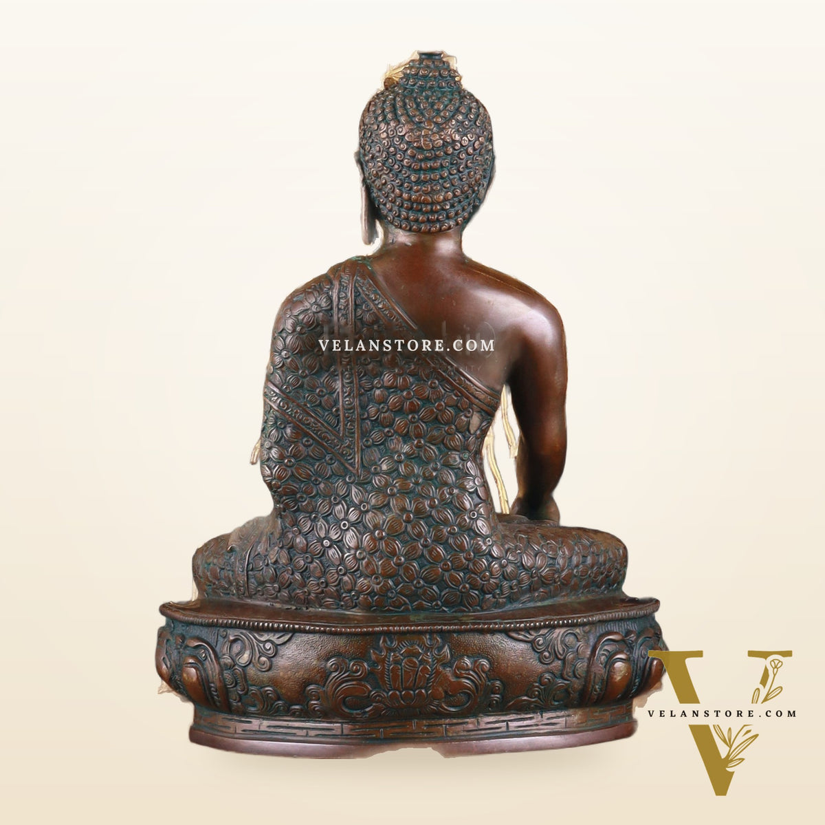 Brass Buddha Blessing Statue & Superfine Kalpavriksha Tree – 29"