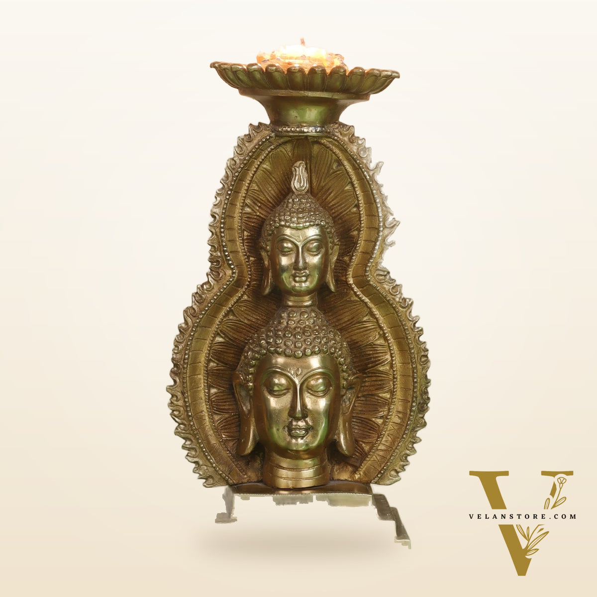 Brass Buddha Candle Stand 12"
