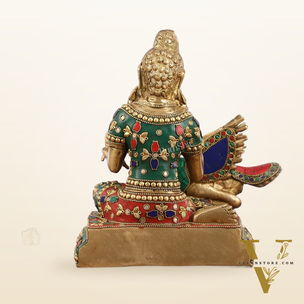 Brass Buddha Healing the Swan Statue | Meenakari Art | 9" Height