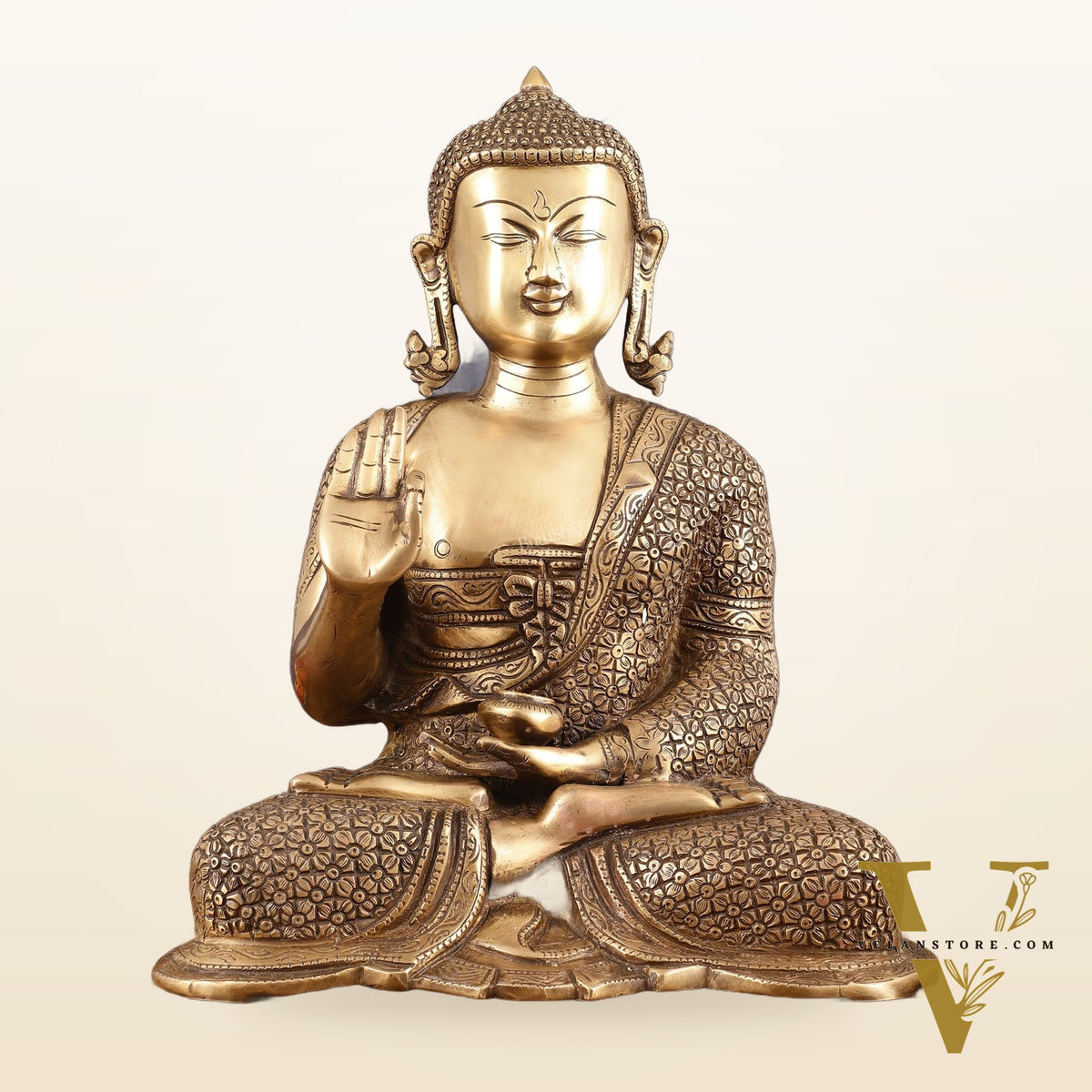 Brass Buddha Idol - 15" burnt brass finish