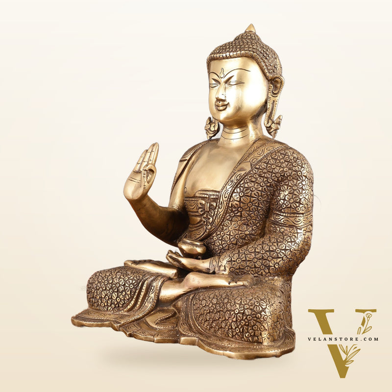 Brass Buddha Idol - 15" burnt brass finish