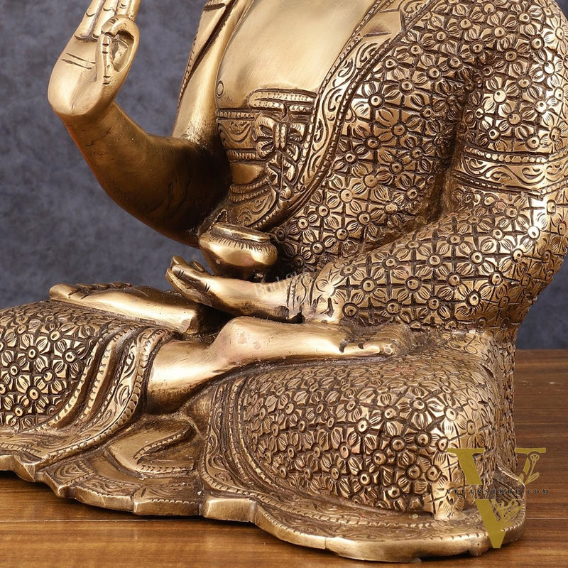 Brass Buddha Idol - 15" burnt brass finish