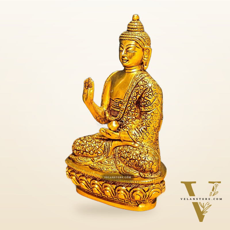 Brass Buddha Idol - 8" Abhaya Mudra Blessing Hand Statue