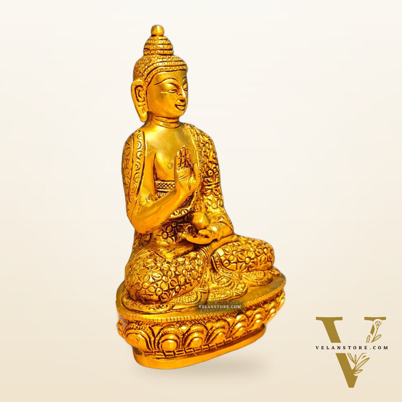 Brass Buddha Idol - 8" Abhaya Mudra Blessing Hand Statue