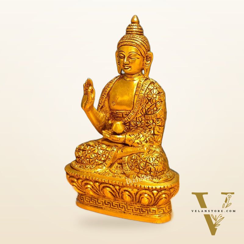 Brass Buddha Idol | Abhaya Mudra | 7" x 4" x 2.5