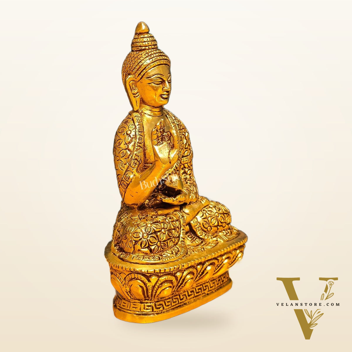 Brass Buddha Idol | Abhaya Mudra | 7" x 4" x 2.5