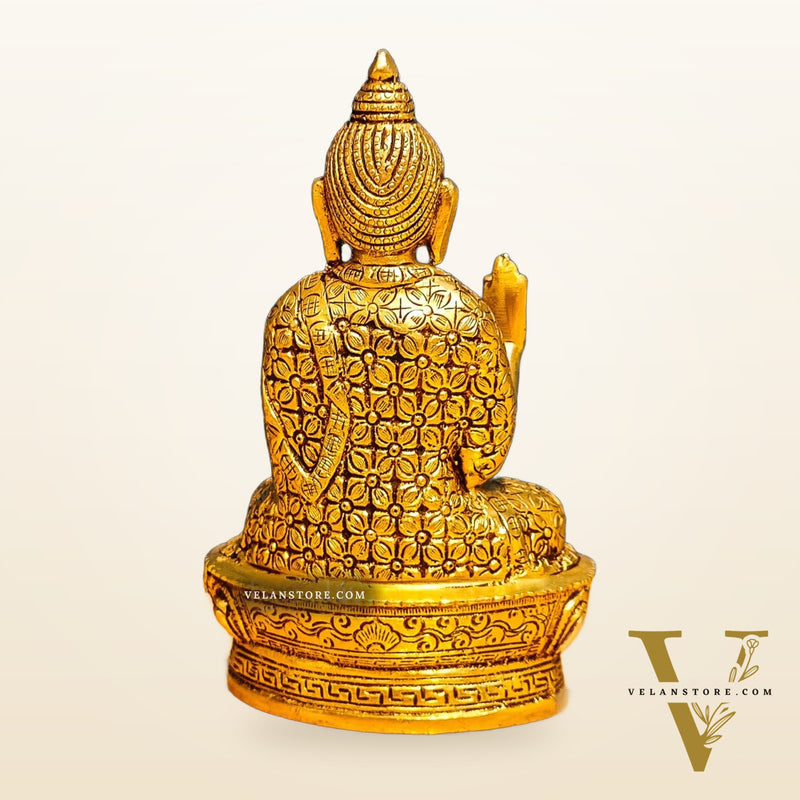 Brass Buddha Idol | Abhaya Mudra | 7" x 4" x 2.5