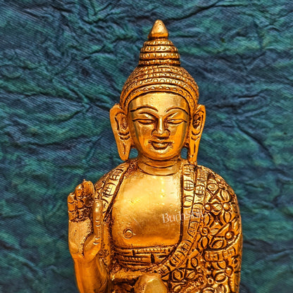 Brass Buddha Idol | Abhaya Mudra | 7" x 4" x 2.5