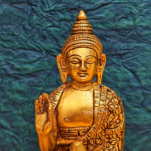 Brass Buddha Idol | Abhaya Mudra | 7" x 4" x 2.5