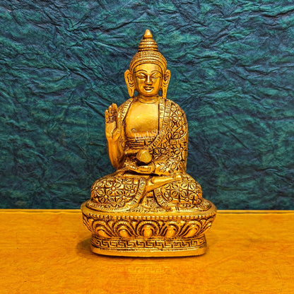 Brass Buddha Idol | Abhaya Mudra | 7" x 4" x 2.5