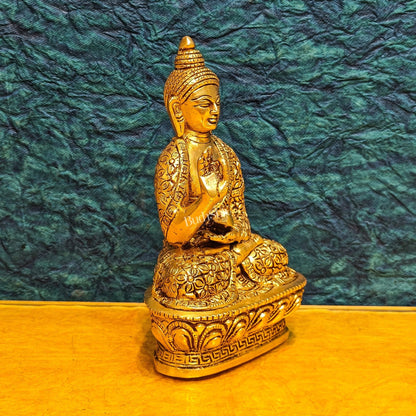 Brass Buddha Idol | Abhaya Mudra | 7" x 4" x 2.5