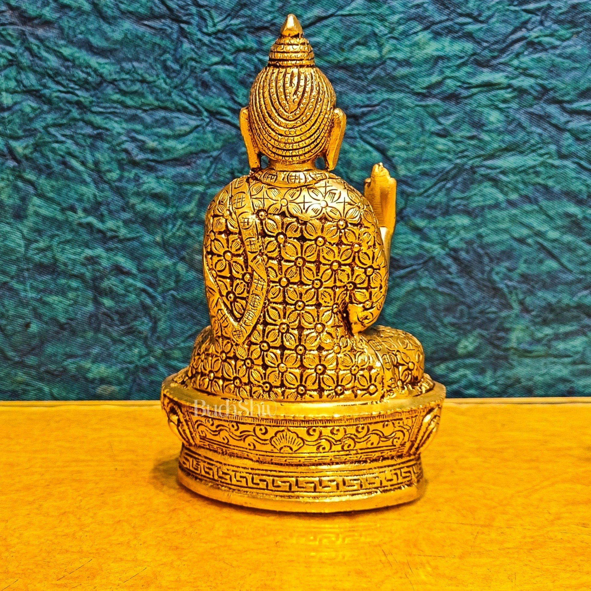 Brass Buddha Idol | Abhaya Mudra | 7" x 4" x 2.5
