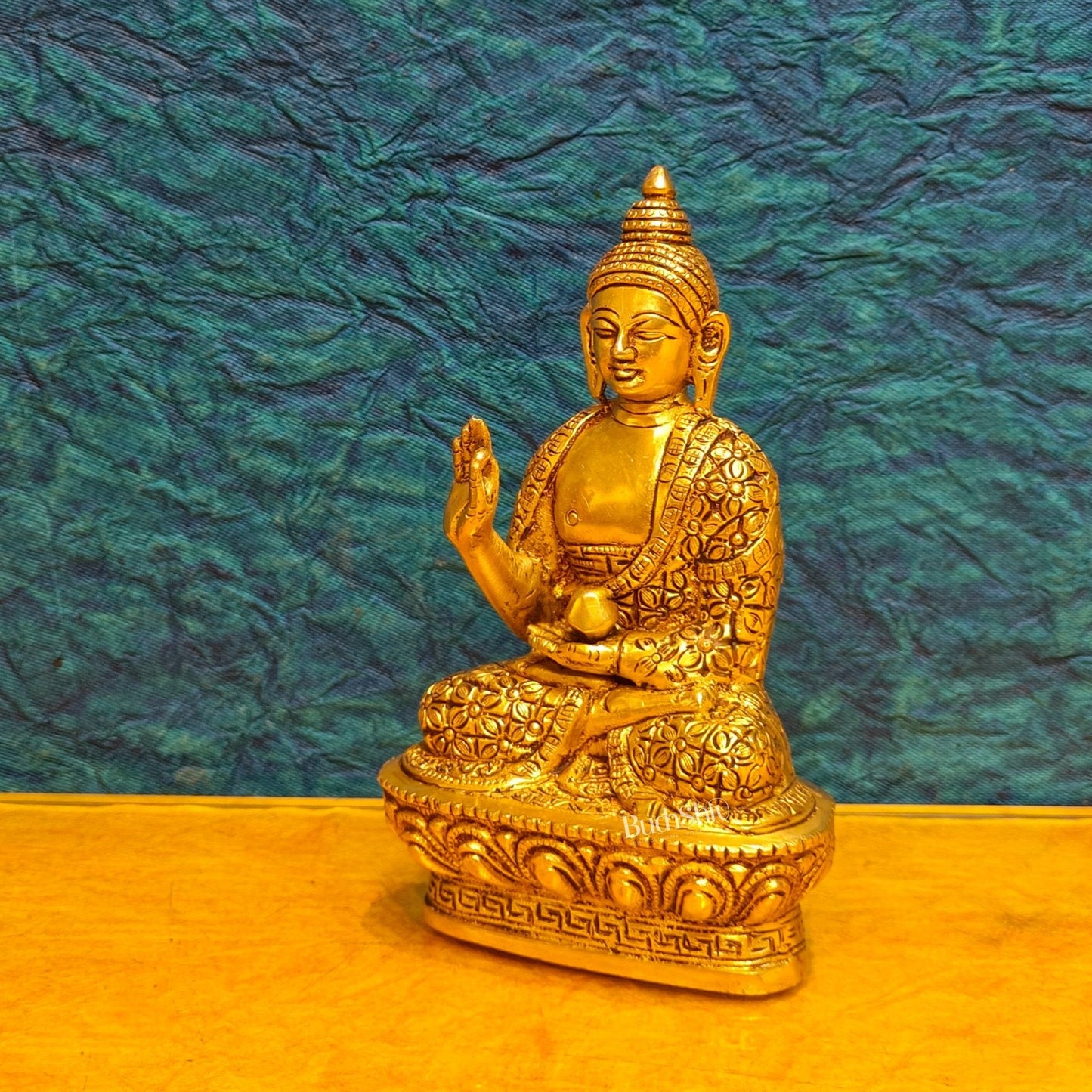 Brass Buddha Idol | Abhaya Mudra | 7" x 4" x 2.5