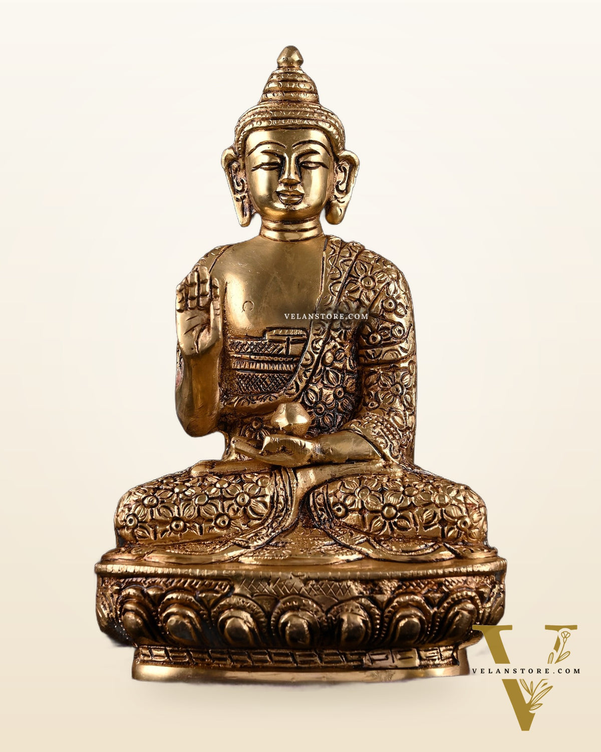 Brass Buddha Idol in Abhaya Mudra – 8"