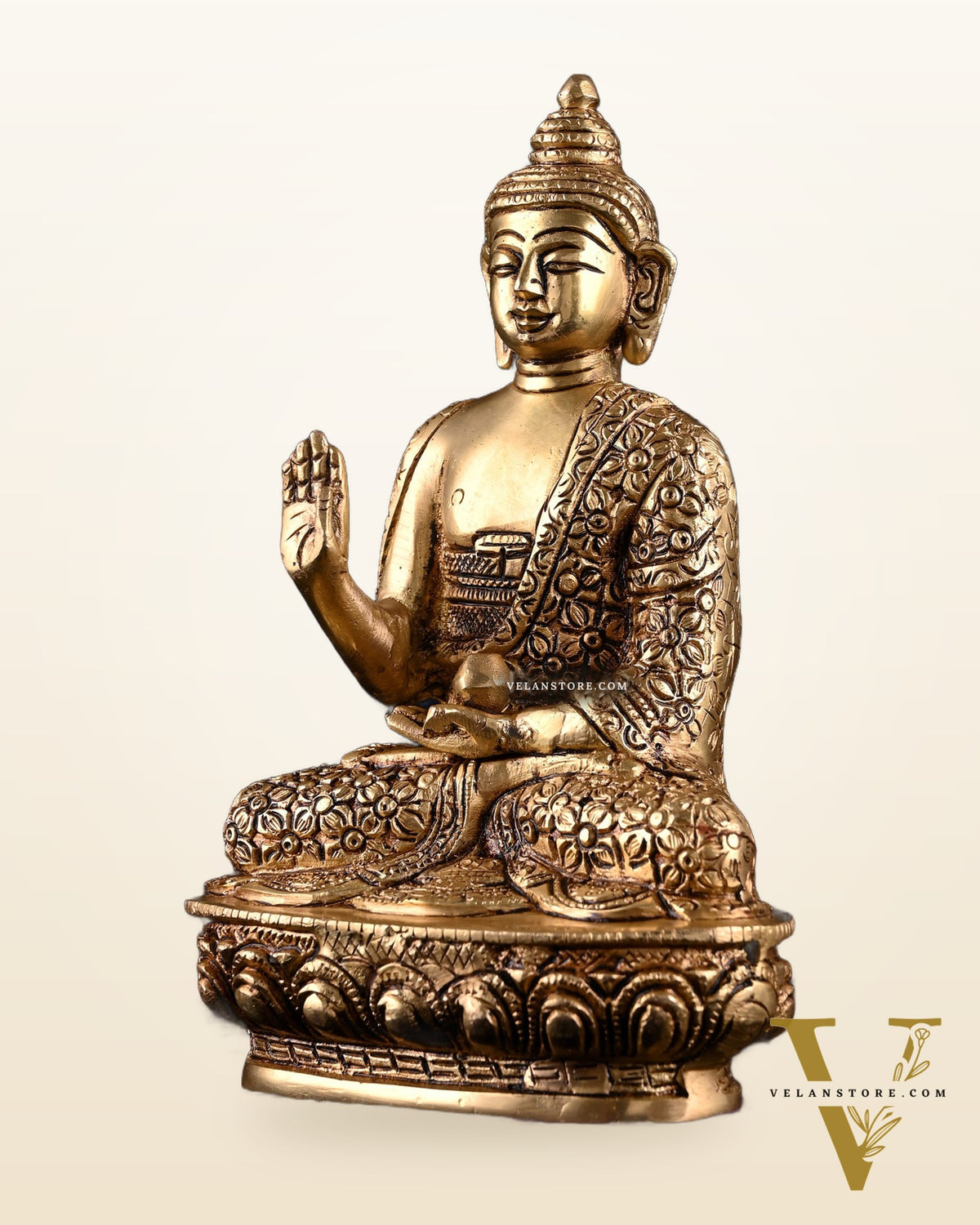 Brass Buddha Idol in Abhaya Mudra – 8"