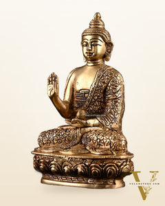 Brass Buddha Idol in Abhaya Mudra – 8"