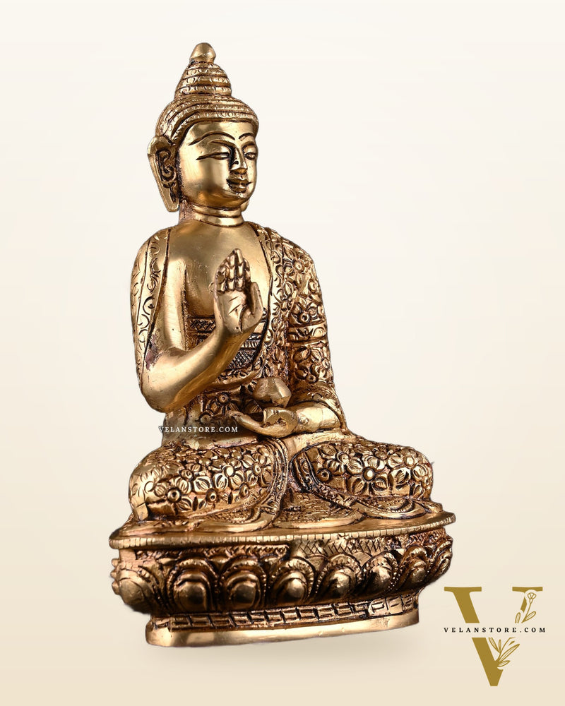 Brass Buddha Idol in Abhaya Mudra – 8"