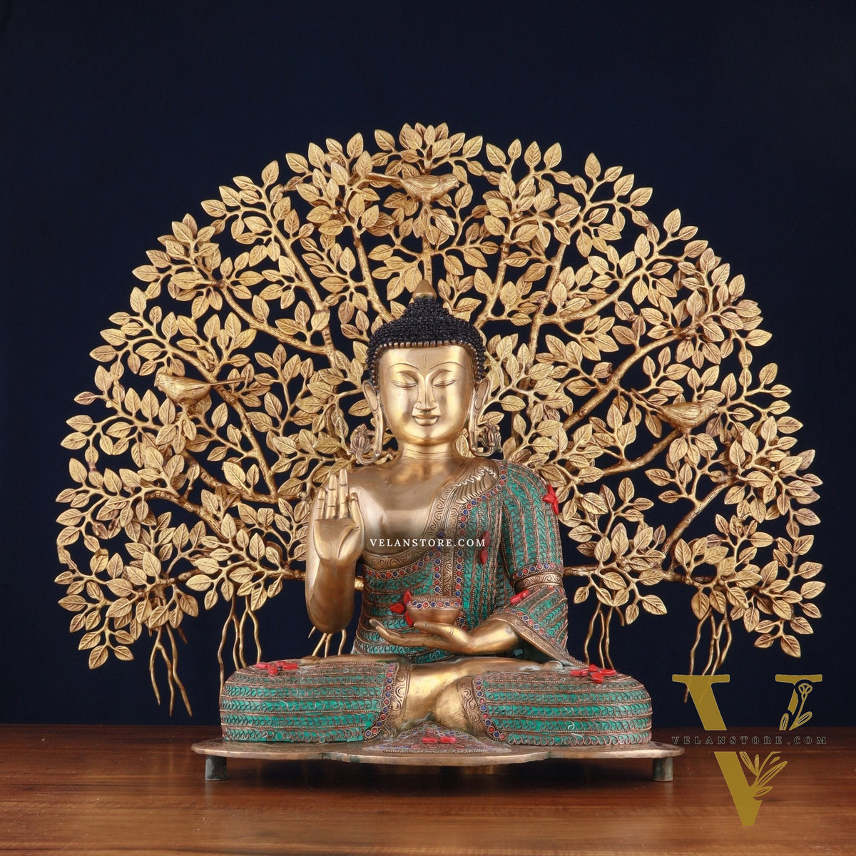 Brass Buddha Idol & Kalpavriksha Tree combo