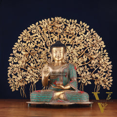 Brass Buddha Idol & Kalpavriksha Tree combo
