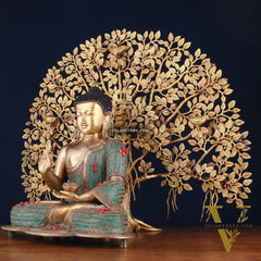 Brass Buddha Idol & Kalpavriksha Tree combo