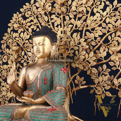 Brass Buddha Idol & Kalpavriksha Tree combo