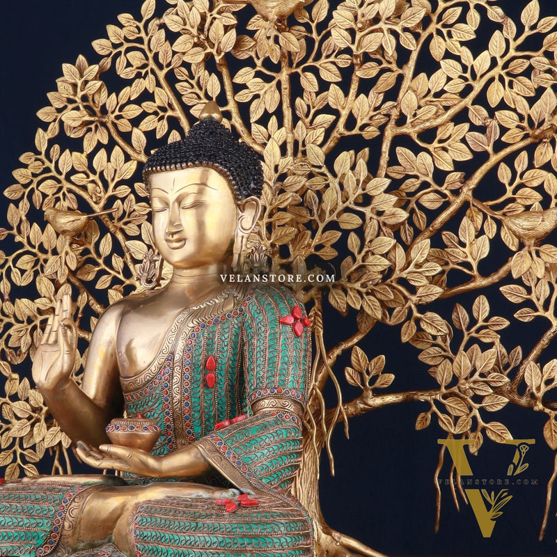 Brass Buddha Idol & Kalpavriksha Tree combo