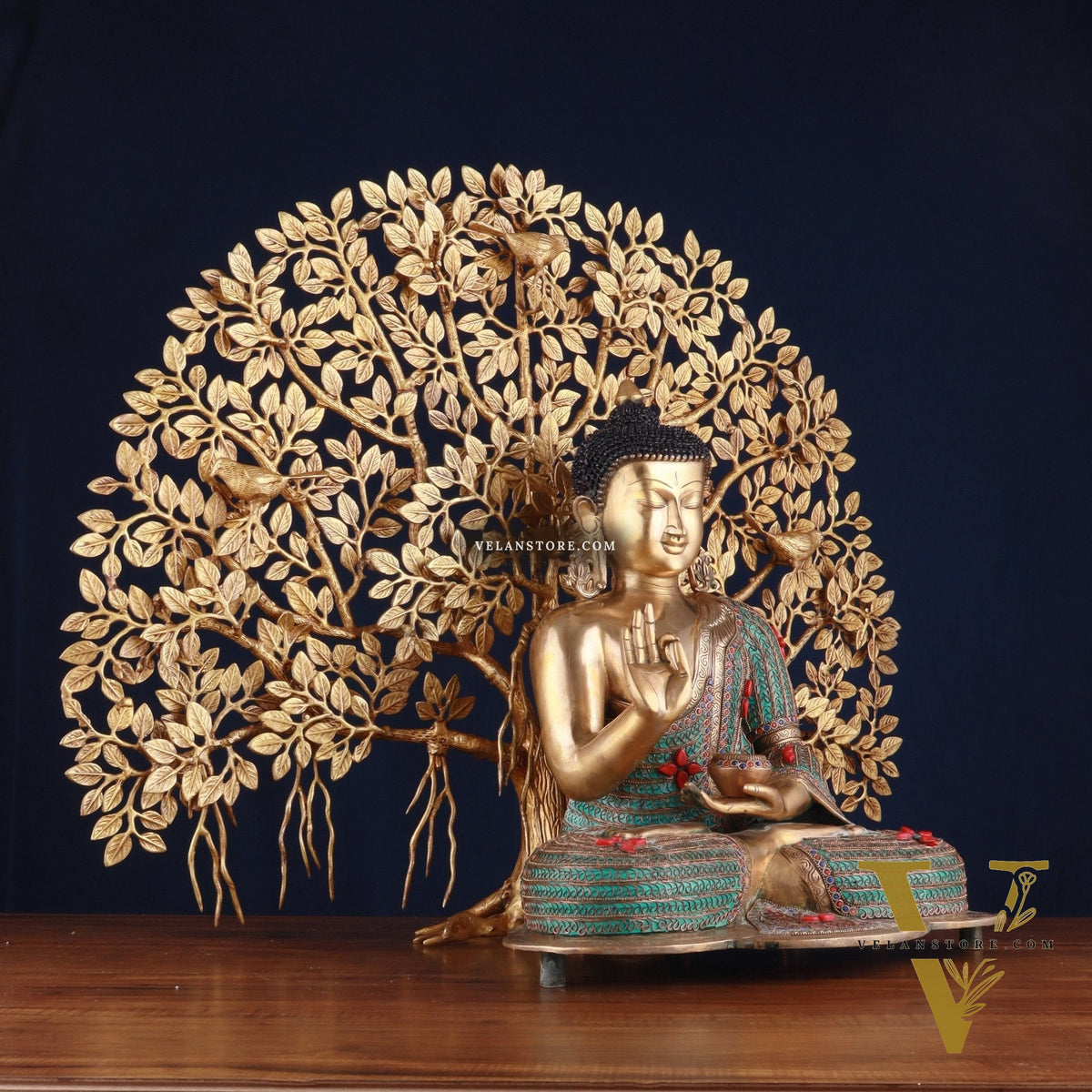 Brass Buddha Idol & Kalpavriksha Tree combo